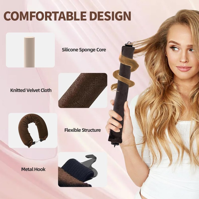 elook 3 Stück Lockenwickler Über Nacht, Heatless Curls Band, Hitzefreier