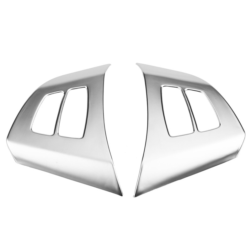 2pcs Chrome Steering Wheel Button Frame Decoration Cover Trim for