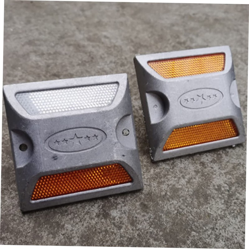 KONTONTY 2pcs Reflective Aluminum Road Studs for Driveways Pavement Markers