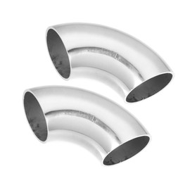 Motoforti 2pcs OD 1.25 Inch 90 Degree SS304 Stainless Steel Bend Tube Exhaust Elbow Pipe for Car Exhaust System 3.35" Arc Length Piping Silver Tone Long-lasting
