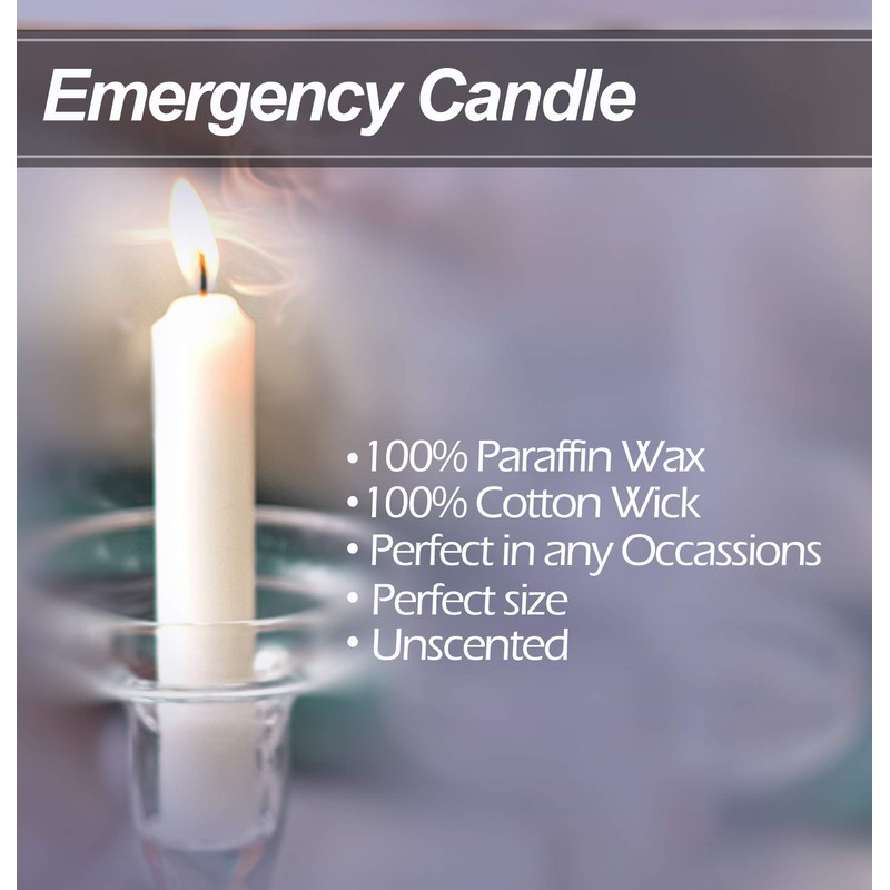 Hyoola Emergency Candles, White Short Tapers, Unscented Emergency Candle for