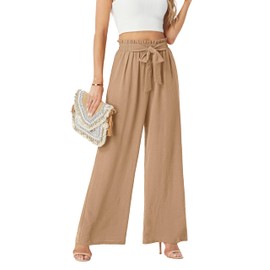 FREEOAK Wide Leg Pants Summer Casual Outfits 2024 Spring High Waisted Outfits Loose Trousers Slacks Office Business Palazzo Style
