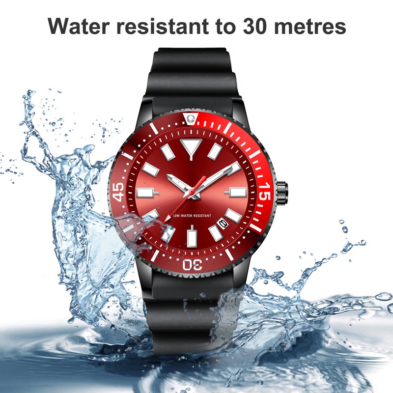 Rotating Bezel Watch Luminescent Automatic Date Analog Display Calendar Waterproof