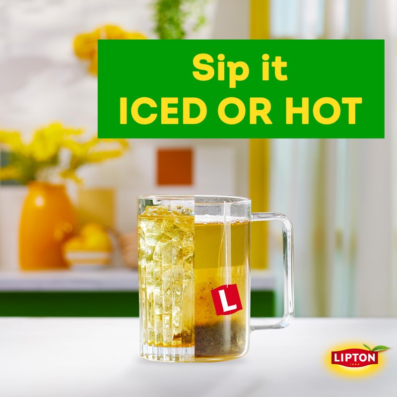 Lipton Peach Green Tea Bags, Flavored, Unsweetened Teabags for Hot