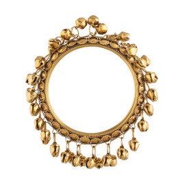 I Jewels 18k Gold Plated Indian Wedding Bollywood Handcrafted Designer Kada Ghungroo Bangles for Women (ADB424FL-a) (Pack of 1)