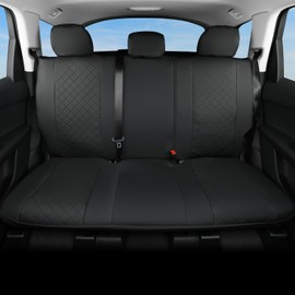 GIANT PANDA Rear Seat Cover for Cars (50-54''), Sedans, SUV, Truck, Universal Faux Leather Back Seat Protector 60/40 Split Automotive Bench Seat Cover (Black)