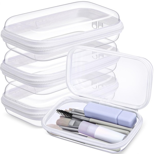 Hoolerry 3 Pcs Clear Hard Zipper Case Hard Plastic Pouch