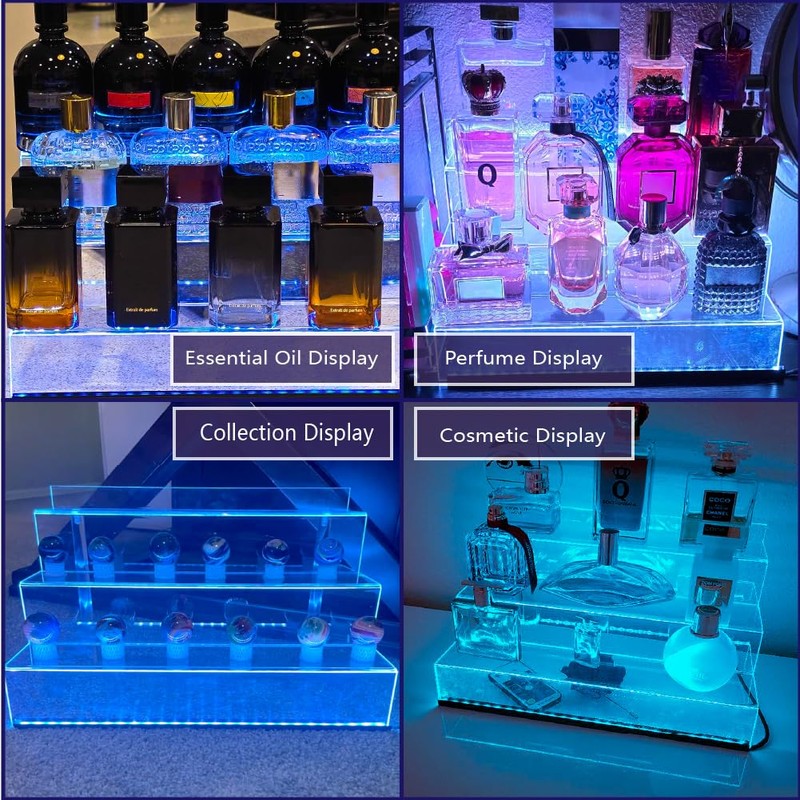 YMVV 15.7 IN Clear Acrylic Display Riser Shelf with LED