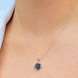 Real raw blue sapphire jewelry set with 925 sterling silver real gold plated birthstone necklace and earring set gift for her by Uniquelan Jewelry (Blue Sapphire, white-gold)