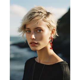 Colorful Crystal Lobster Earrings for Women,Big Multicolor Rhinestone Crawfish Earrings,Ocean Beachy Cute Vacation Earrings,Statement Fashion Hawaiian Beach Earrings Summer Jewelry, Large, Cubic