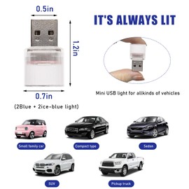 Ohleats 4PCS USB LED Car Interior Atmosphere Lamp, Mini Plug-in USB Auto LED Decor Night Light, Portable Vehicle Ambient Lighting Kit for Bedroom Hallway, Universal Car Accessories
