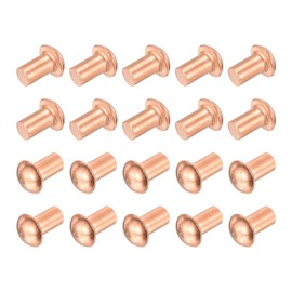 uxcell 100 Pcs 15/64" x 25/64" Round Head Copper Solid Rivets Fasteners