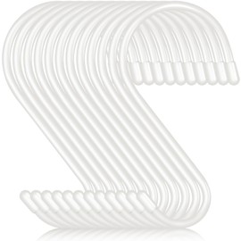 DINGEE 12 Pack 6 Inch S Hooks,Large S Hook Vinyl Coated Heavy Duty S Hook for Hanging, Non Slip S Hanger Closet Hooks, Steel Metal White Rubber S Hooks for Hanging Plants,Clothes,Jeans,Pot Pan Garden