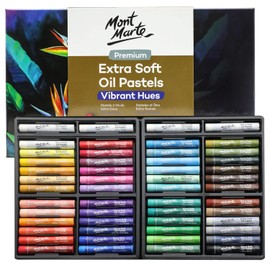 Mont Marte Super Soft Oil Pastels Super Soft Oil Pastels 52 Pieces Extra Soft Oil Pastels 52 pcs. Assorted Bright Colors, Full of Vitality and Cream Color, Multi-functional Artistic Pastel, Blending, Layering and Coloring, Very Suitable for Arts, Crafts,