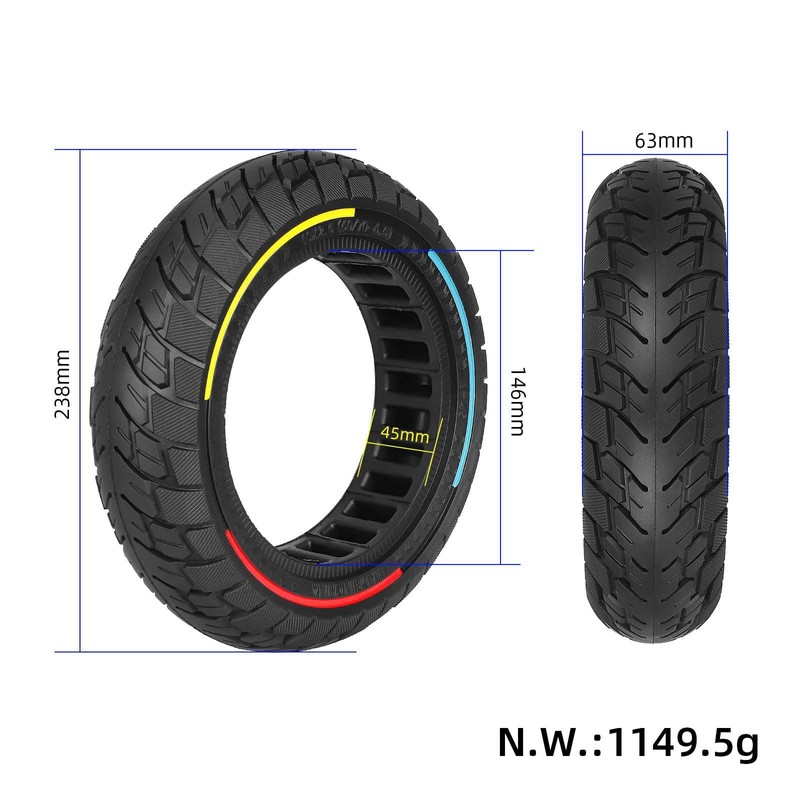 Lesetrker 10x2.5 E-Scooter Tires 60/70-6.5 Solid 10 inch Honeycomb Tires
