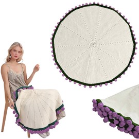 Handmade Crochet Lily of The Valley Flower Bouquet Blanket - Light Purple Sofa Blanket,32x32 Inches,Soft and Cozy Knitted Throw for Home Decor, for Mother's Day,Birthday,or Anniversary