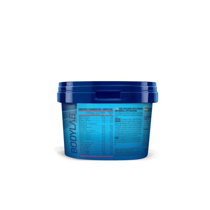 Bodylab24 Bodybuilder Stack Powder Blue Raspberry 216 g, a Vitamin