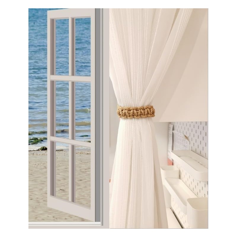 Braided Outdoor Curtain Tiebacks for Drapes, Rustic Curtain holdbacks 4