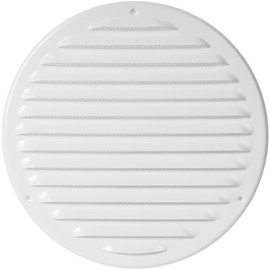 Repa Market 8 Inch (Opening Dimensions) Round Air Vent Cover/Soffit Vent/White Galvanized Steel Louvered Grill Cover with Mesh Screen/Wall, Ceiling, Shed Vent/HVAC Register, Crawl Space Vent Covers