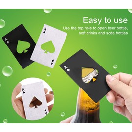 Gadgetime USA 2 piece set black and Silver Poker Card Beer Bottle Opener, Poker Card Cap Opener For Beer, Soda, Bottles