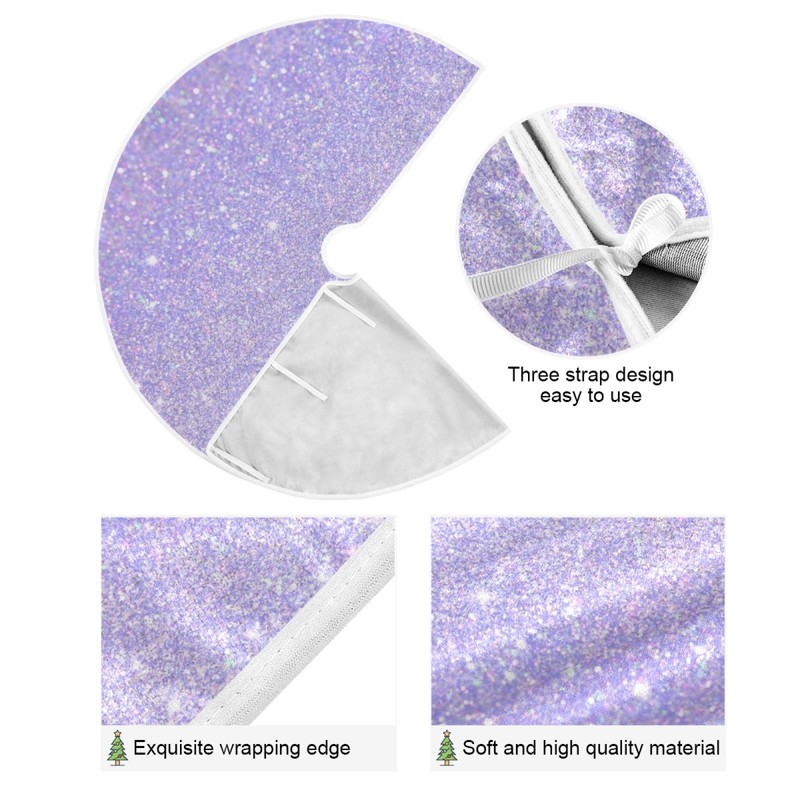 Blueangle Christmas Tree Skirt Shiny Glitter Lavender Tree Skirt for