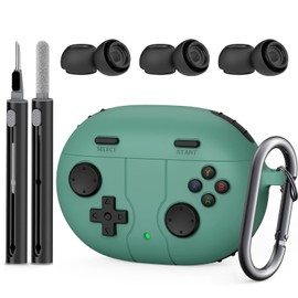 Silicone Case for Beats Studio Buds Case Cover, 2021/2023 New Beats Studio Buds, Wireless Earbuds Silicone Case Accessories with Keychain, Pine Green