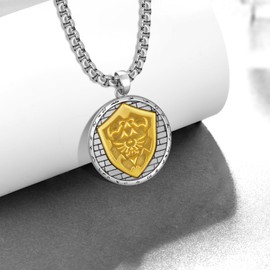 Sbzxbt Gold Shield Necklace 925 Sterling Silver Shield Pendant Necklace Jewelry Gifts for Men