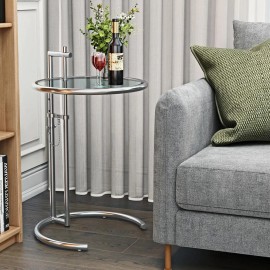 Unbranded Silver Eileen gray-STYLE Round Side Table End table Glass