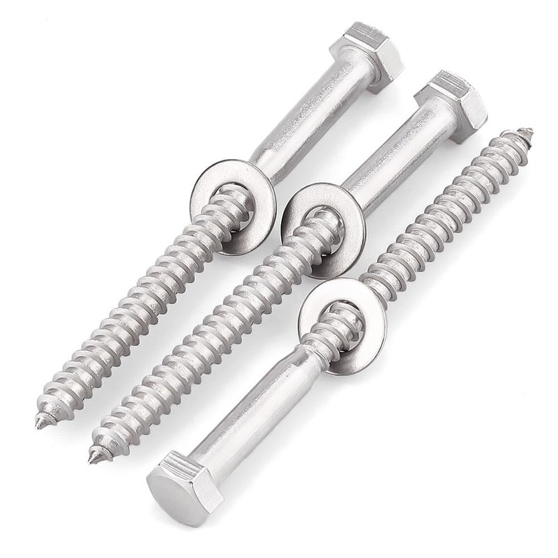 8-Sets 3/8 x 5 Hex Head Lag Screws & Flat