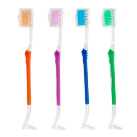 4-Pack Orthodontic Toothbrushes with Double-Ended Design – V-Trim Brush and Interspace Brush for Effective Braces Cleaning, Multi-Colored Set for Oral Dental Care