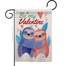 Breeze Decor Sloths Love Garden Flag Spring Valentines Happy Heart Couple Romantic February Holiday House Decoration Banner Small Yard Gift Double-Sided, Made in USA