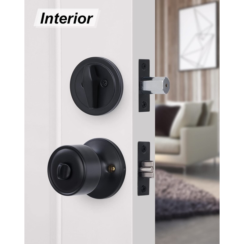 Lanwandeng 4 Sets Keyed Alike Entry Door Knobs and Single