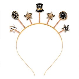 HZEYN Diademas de Año Nuevo con purpurina, sombrero de estrella Bopper, diadema de Año Nuevo, accesorios para el cabello, Año Nuevo (estrellas de gorro)