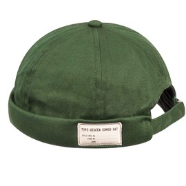 CLAPE Docker Mütze aus Baumwolle Cap ohne Visier Herren Damen Retro Docker Cap Mütze Marine Miki Cuffed Brimless Hut, GD21-Green, Einheitsgröße