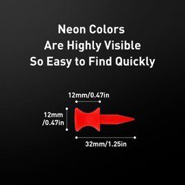 Golf Tees Plastic Golf Tees Tee Set for Driver Value 60 Pack of 100 Reusable Plastic Short Long Blue Red Pink Orange White Multi Colour 32 39 51 58 70 mm for Golfers (Red 32 mm, Pack of 100)