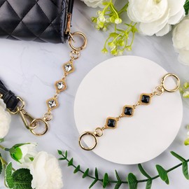 Jyukan Bag Extender Chain Purse Strap Extender with Rhinestone Purse Strap Replacement Wallet Extender Metal Chain for Handbags Decoration Charms Accessories 2Pcs(White, Black)