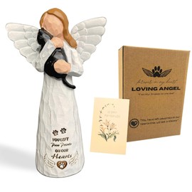 DUDULOVY Cat Memorial Gifts - Angel Statue, Black, Polyresin, Pet Memorial Products, Sculpture