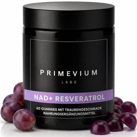 NAD+ Resveratrol Supplement with Quercetin - 60 Gummies - 850 mg per Serving - NAD Plus - Anti-Ageing Dietary Supplement - Sugar Free - Vegan Primevium Labs