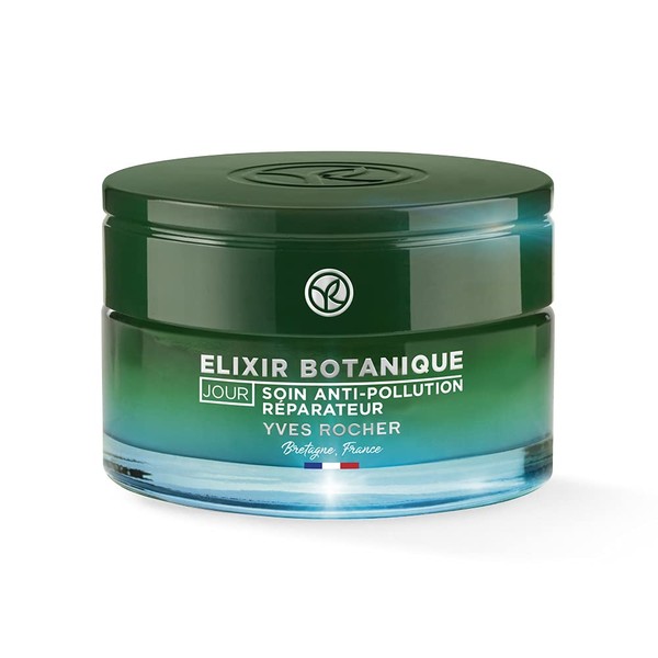 Yves Rocher Elixir Botanique Repairing Anti-Pollution Day Cream, Daily Care for Beautiful Skin, 1 x 50 ml Glass Jar
