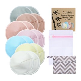Washable Organic Bamboo Nursing Pads, Reusable Nursing Breast Pads, Washable Breastfeeding Nipple Pads, Leak-Proof | 14 Pack (7 Pairs) with 1 Laundry Bag and 1 Storage Bag (Multi-Colored)