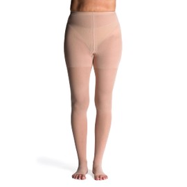 SIGVARIS Women’s Style Sheer 780 Open Toe Pantyhose 15-20mmHg - Warm Sand - Small Long