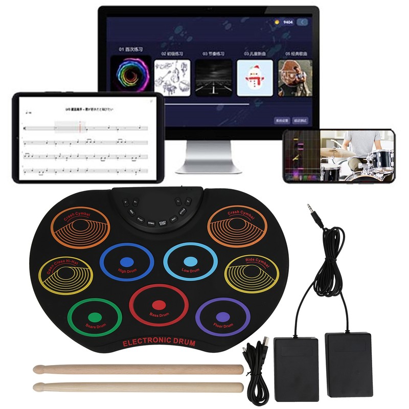 Electronic Drum Pad Portable Colored Hand Rolled Adult Beginner Percussion
