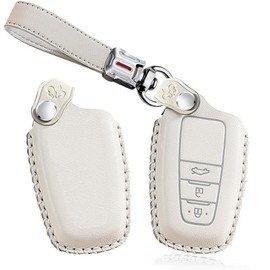 TECART Smart Remote Car Key Case Key Cover Protector Keychain fit for Toyota Land Cruiser Prado/LC Prado Camry V70 CHR Prius Corolla RAV4 2015-2021 RAV 5 Avalon 3 Buttons Key Fob Holder B White