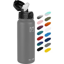 Fanhaw 20 Oz Stainless Steel Insulated Sports Water Bottles with Straw for Kids, Men and Women (Gray)