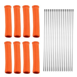 X AUTOHAUX 8 Pcs High Heat Shield Engine Spark Plug Wire Boots Protector Sleeve Cover with 16 Pcs Stainless Steel Wire Cable Ties Set for Car Orange