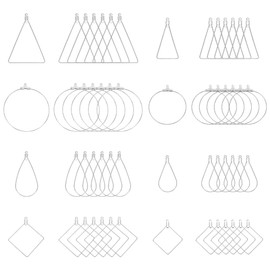 UNICRAFTALE 80pcs 4 Styles Beading Hoop Earrings Stainless Steel Hollow Hoop Earrings Finding Mixed Shapes Hoop Pendant Component for DIY Earrings Jewelry Making