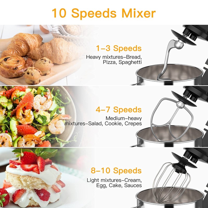 Stand Mixer, 7.5QT Kitchen Electric Food Mixer 10-Speed Tilt-Head Dough