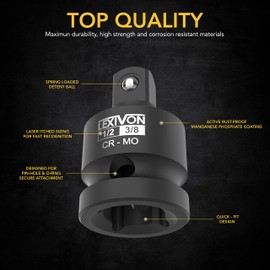 LEXIVON Impact Socket Adapter and Reducer 4-Piece Set | 1/4" - 3/8" - 1/2" Impact Driver Conversions, Chrome Molybdenum Alloy Steel (LX-112)