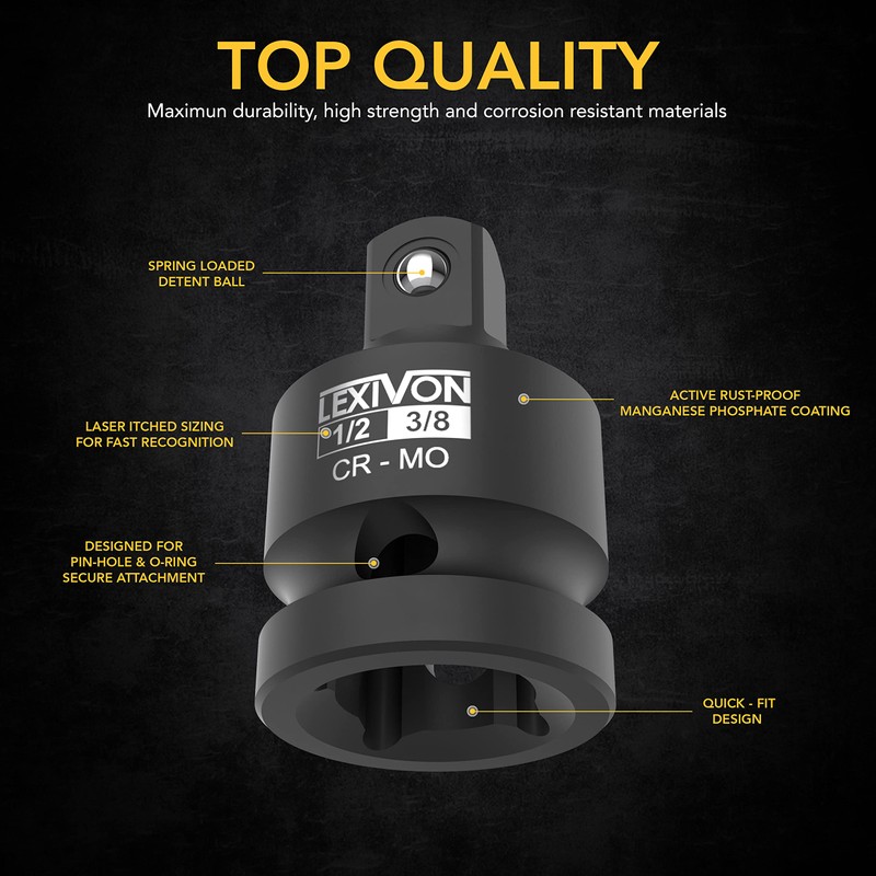 LEXIVON Impact Socket Adapter and Reducer 4-Piece Set | 1/4"