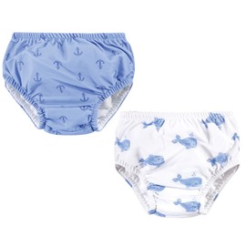 Hudson Baby Unisex Baby Swim Diapers, Blue Whale Navy Anchor, 6-12 Months